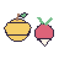 Pixel art Citron et Radis, grille 48 × 48