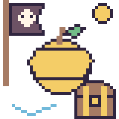 Pixel art Citron en aventure pirate, grille 40 × 40