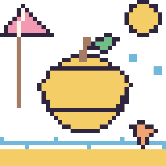 Modèle de pixel art Citron à la plage sur une grille de 40 par 40 cases