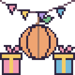 Pixel art Citrouille pour un anniversaire, grille 40 × 40
