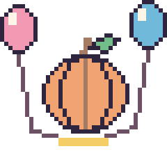 Pixel art Citrouille avec des ballons, grille 40 × 40