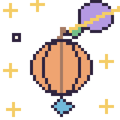 Pixel art Citrouille dans l’espace, grille 40 × 40