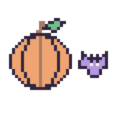 Pixel art Citrouille et Chauve-souris simple 10 × 10, grille 40 × 40