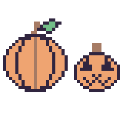 Pixel art Citrouille et Citrouille d'Halloween kawaii 16 × 16, grille 40 × 40