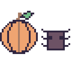 Pixel art Citrouille et Araignée Minecraft 16 × 16, grille 40 × 40