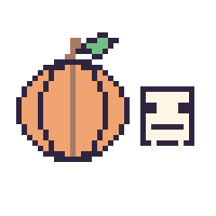 Pixel art Citrouille et Squelette Minecraft 16 × 16, grille 40 × 40
