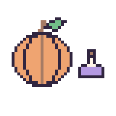 Pixel art Citrouille et Potion simple 10 × 10, grille 40 × 40