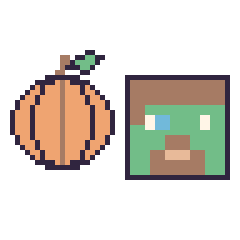 Pixel art Citrouille et Zombie Minecraft, grille 48 × 48