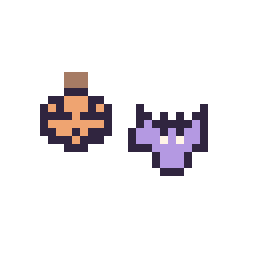Pixel art Citrouille d'Halloween simple 10 × 10 et Chauve-souris simple 10 × 10, grille 32 × 32