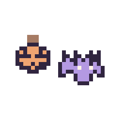 Pixel art Citrouille d'Halloween simple 10 × 10 et Chauve-souris simple 12 × 12, grille 32 × 32