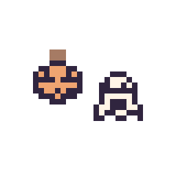 Pixel art Citrouille d'Halloween simple 10 × 10 et Fantôme simple 10 × 10, grille 32 × 32