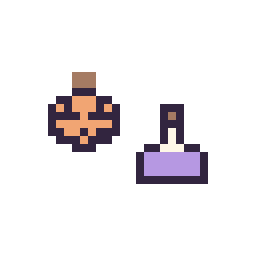 Pixel art Citrouille d'Halloween simple 10 × 10 et Potion simple 10 × 10, grille 32 × 32