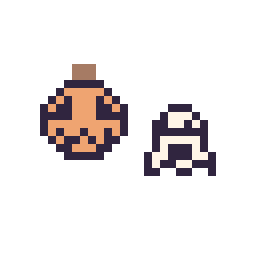 Pixel art Citrouille d'Halloween simple 12 × 12 et Fantôme simple 10 × 10, grille 32 × 32