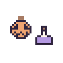 Pixel art Citrouille d'Halloween simple 12 × 12 et Potion simple 10 × 10, grille 32 × 32