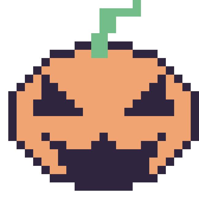 Modèle de pixel art Citrouille d'Halloween sur une grille de 24 par 24 cases