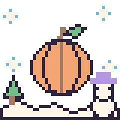 Pixel art Citrouille en hiver, grille 40 × 40