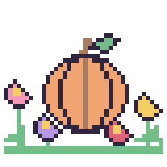 Pixel art Citrouille dans le jardin, grille 40 × 40