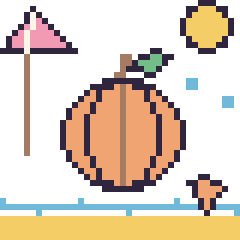 Pixel art Citrouille à la plage, grille 40 × 40
