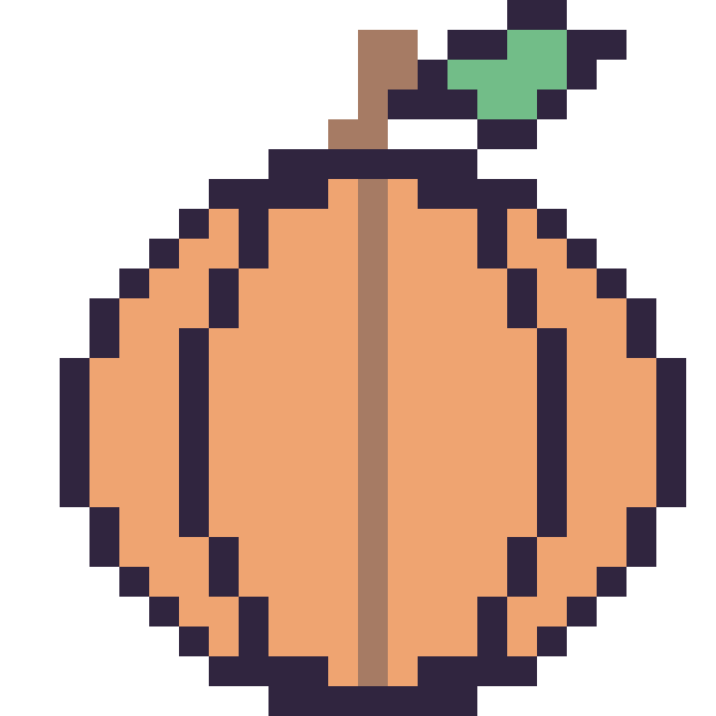 Modèle de pixel art Citrouille sur une grille de 24 par 24 cases
