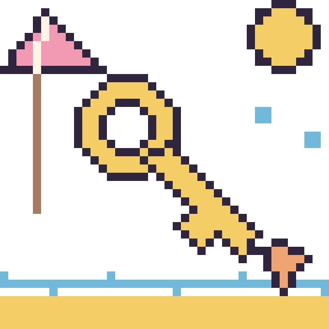 Modèle de pixel art Clé à la plage sur une grille de 40 par 40 cases