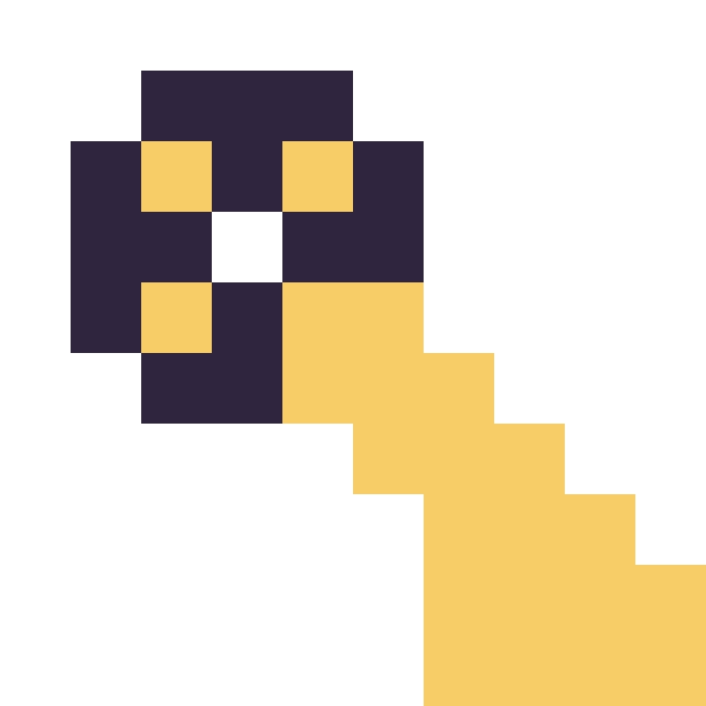 Modèle de pixel art Clé simple 10 × 10 sur une grille de 10 par 10 cases