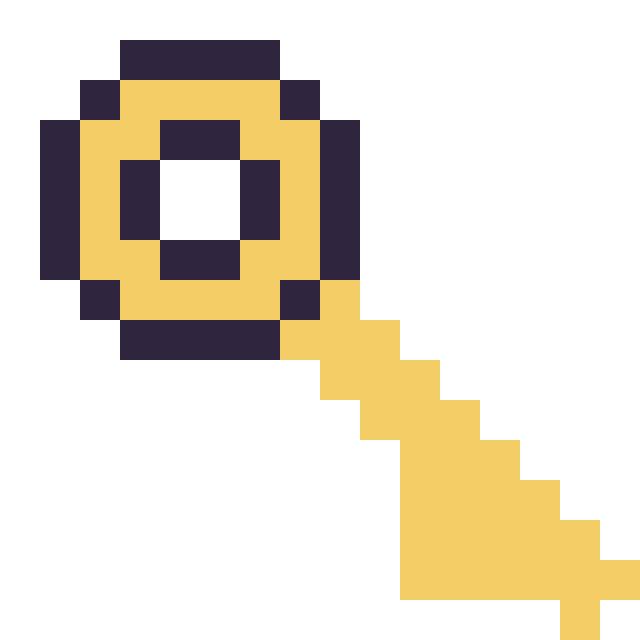 Modèle de pixel art Clé simple 16 × 16 sur une grille de 16 par 16 cases