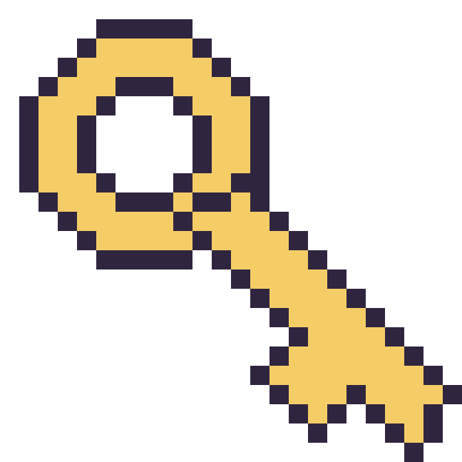 Modèle de pixel art Clé sur une grille de 24 par 24 cases