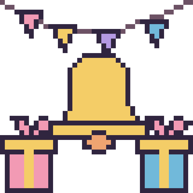 Modèle de pixel art Cloche pour un anniversaire sur une grille de 40 par 40 cases