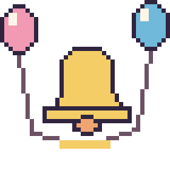 Pixel art Cloche avec des ballons, grille 40 × 40