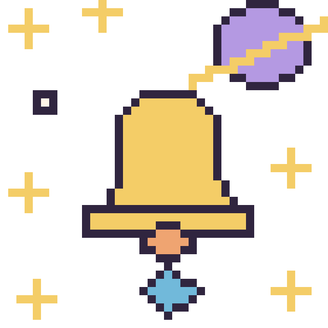 Modèle de pixel art Cloche dans l’espace sur une grille de 40 par 40 cases