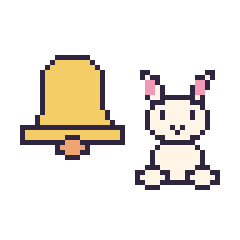 Pixel art Cloche et Lapin assis, grille 48 × 48
