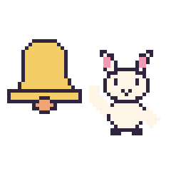 Pixel art Cloche et Lapin qui fait coucou, grille 48 × 48