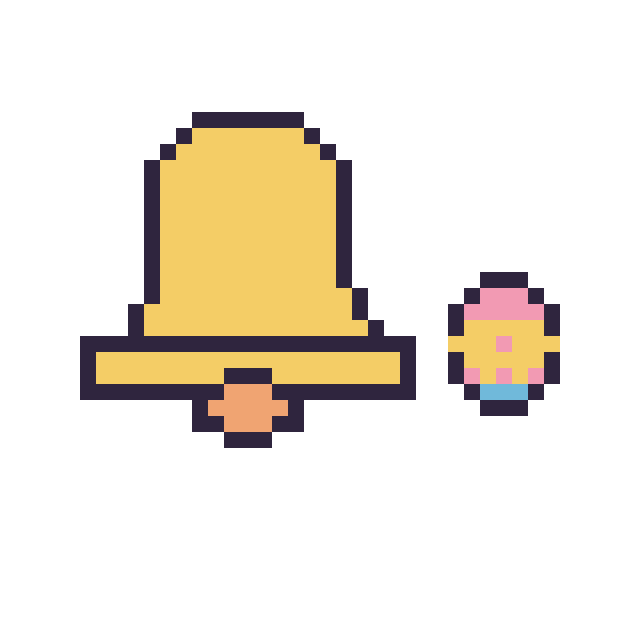 Modèle de pixel art Cloche et Œuf de Pâques simple 10 × 10 sur une grille de 40 par 40 cases
