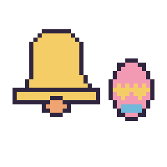 Pixel art Cloche et Œuf de Pâques simple 16 × 16, grille 40 × 40