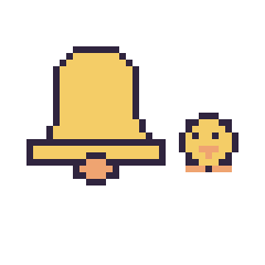 Pixel art Cloche et Poussin simple 10 × 10, grille 40 × 40