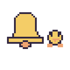 Pixel art Cloche et Poussin simple 12 × 12, grille 40 × 40