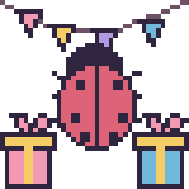 Modèle de pixel art Coccinelle pour un anniversaire sur une grille de 40 par 40 cases