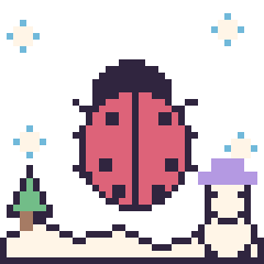 Pixel art Coccinelle en hiver, grille 40 × 40