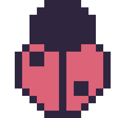 Pixel art Coccinelle simple 16 × 16, grille 16 × 16