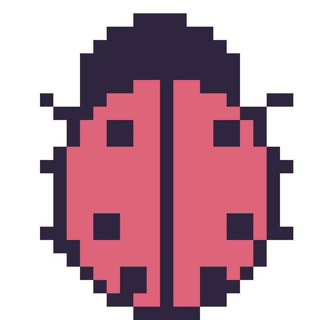 Modèle de pixel art Coccinelle sur une grille de 24 par 24 cases