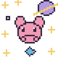 Pixel art Cochon dans l’espace, grille 40 × 40