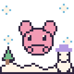 Pixel art Cochon en hiver, grille 40 × 40