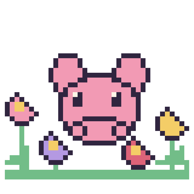 Modèle de pixel art Cochon dans le jardin sur une grille de 40 par 40 cases