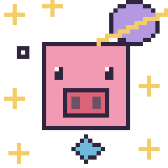 Pixel art Cochon Minecraft dans l’espace, grille 40 × 40