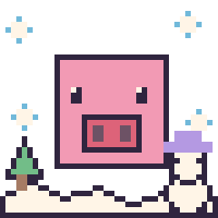 Pixel art Cochon Minecraft en hiver, grille 40 × 40