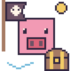 Pixel art Cochon Minecraft en aventure pirate, grille 40 × 40