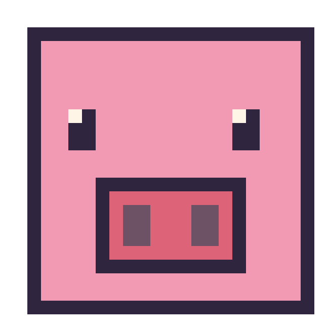 Modèle de pixel art Cochon Minecraft sur une grille de 24 par 24 cases