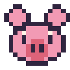 Pixel art Cochon : portrait facile, grille 16 × 16