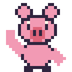 Pixel art Cochon qui fait coucou, grille 24 × 24