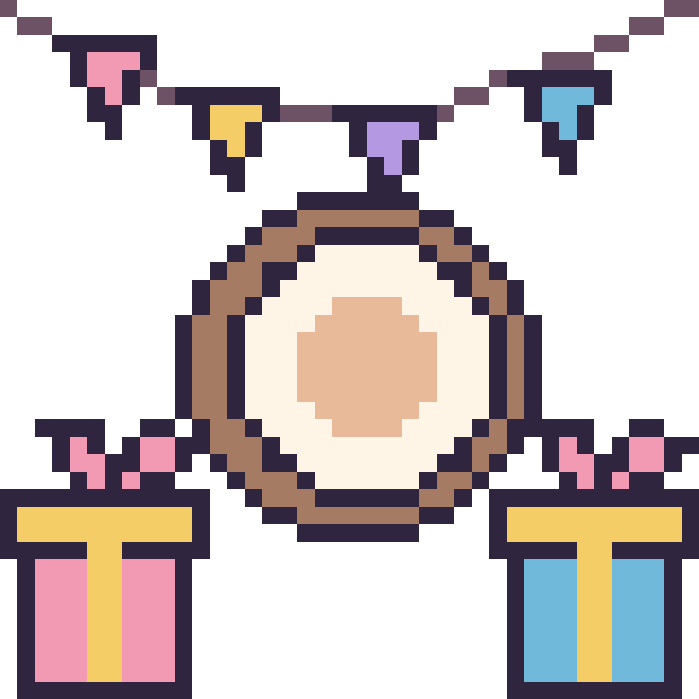 Modèle de pixel art Noix de coco pour un anniversaire sur une grille de 40 par 40 cases